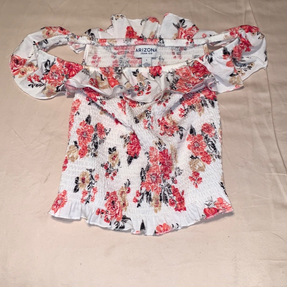 Floral Off Should Smocked Tank Top